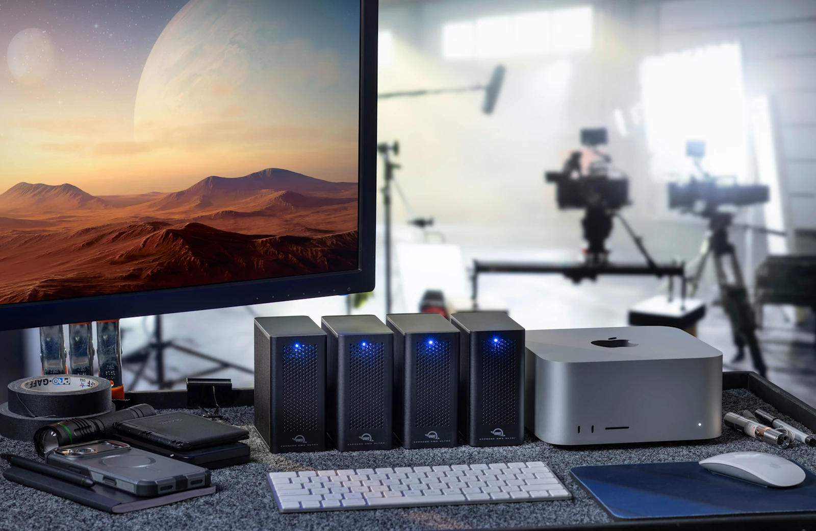 Production storage systems at a cinema workstation